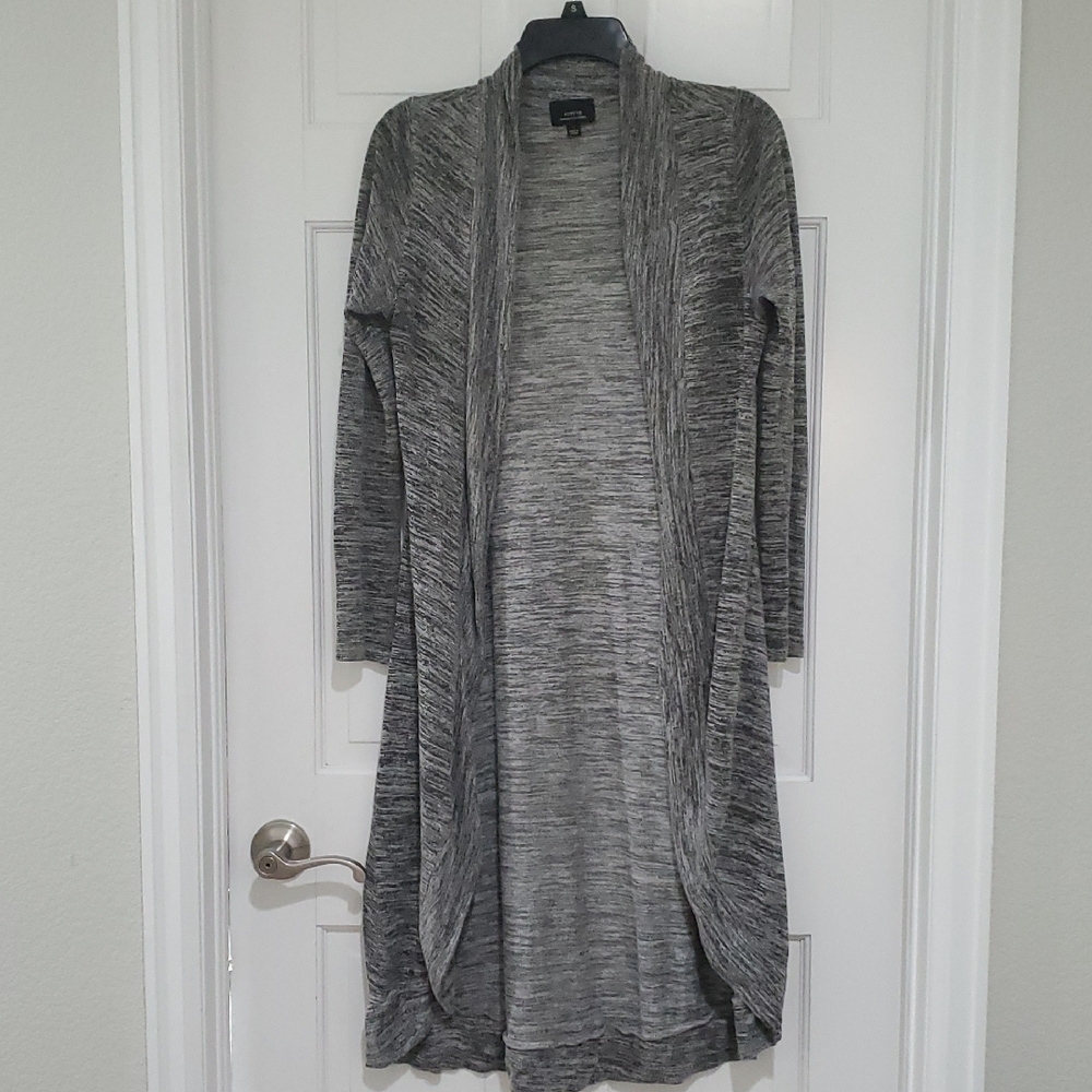 Active Heathered Gray Open Front Long Cardigan Womens Sz M